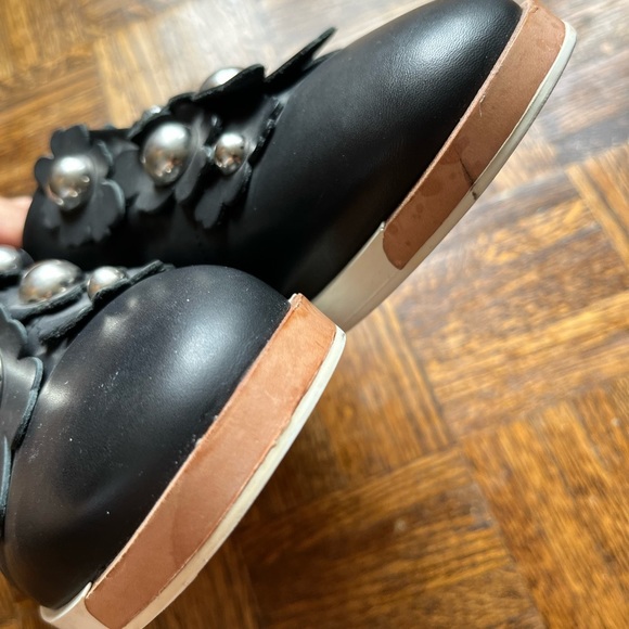 MIISTA London Leather Black and white Studded Flower Loafers size 11 - Picture 14 of 14